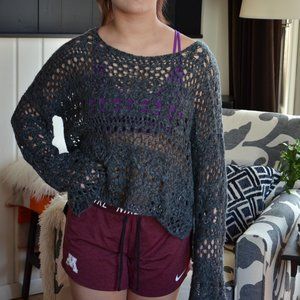Hollister crochet knit beach sweater (sz M/L)